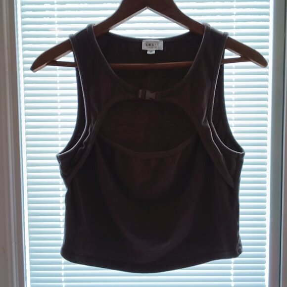 Lelis ๐บ  Womens Charcoal Gray Open Chest Buckle Closure Cropped Tank Top ๐ท - Picture 11 of 11